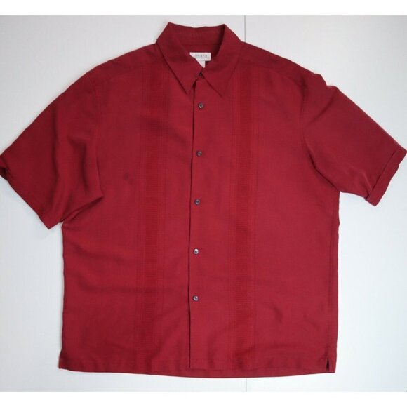 CONCEPTS BY CLAIBORNE - MEN'S RED SOFT SHORT SLEEVE BUTTON-UP SHIRT - SIZE XLT - Picture 1 of 5